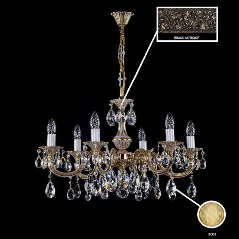 Люстра Art Glass ALICE VI. BRASS ANTIQUE CE - 8003